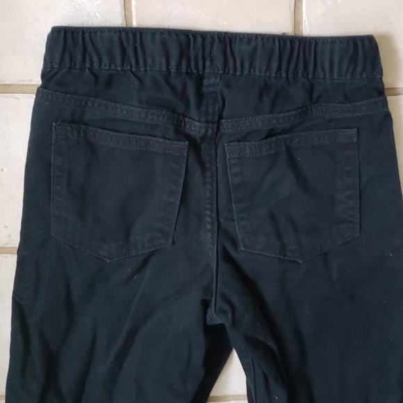 Black denim pants with tie stretch waistband - Picture 3 of 4